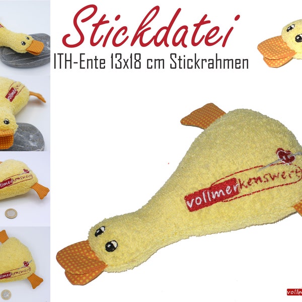 Fichier de broderie ITH canard doudou doudou taille 19 x 16 cm pour cadre à broder 13 x 18 cm