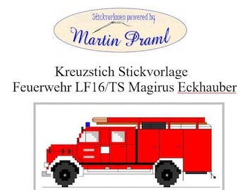 Fire brigade LF16 fire engine Magirus Eckhauber - cross stitch template