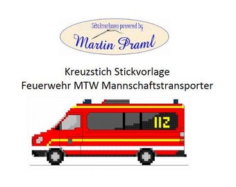 Feuerwehr MTW Mannschaftstransport - Kreuzstich template - cross stitch template