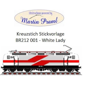 Lokomotywa BR 212001 Biała Dama - szablon do haftu krzyżykowego