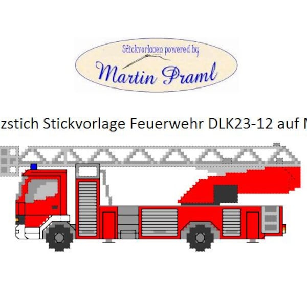 Feuerwehr Drehleiter DLK23-12 - Kreuzstich Vorlage Stickvorlage - cross stitch template