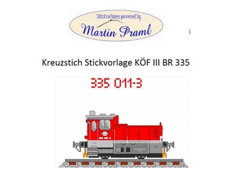 Locomotive KÖF III BR 335 red - cross stitch template - cross stitch template