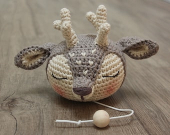 Music box Matilda, baby, gift, birth gift, reindeer, crocheted, cuddly toy, Matilda, fawn, crochet toy