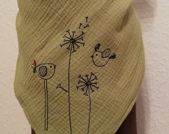 Musselin Halstuch für Kinder zum Knoten, Dreieckstuch, mit Stickerei und personalisierbar, Lätzchen