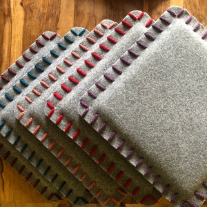 Chair cushion made of wool felt in light gray image 1