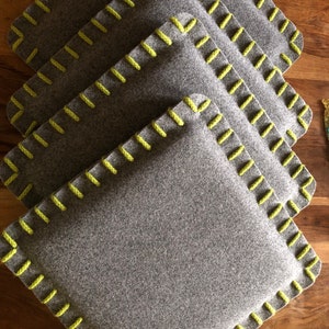 Chair cushion made of wool felt in light gray image 5
