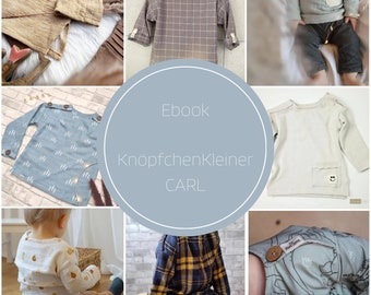 KnoepfchenKleiner CARL, shirt pattern, button placket, beamer pattern, baby, muslin shirt, projector sewing, size. 56 - size 116