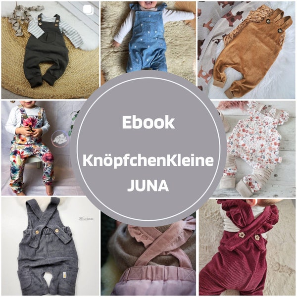 KnöpfchenKleine JUNA, Schnittmuster, Latzhose, Salopette, Ebook, Pattern, Beamer, Gr. 56 - Gr. 98