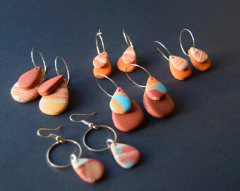 Crest stripes polymer clay earrings
