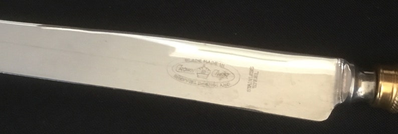 Vintage Sheffield Crown Crest Cutlery Set 24k Gold Plate Stainless Knife Set image 7
