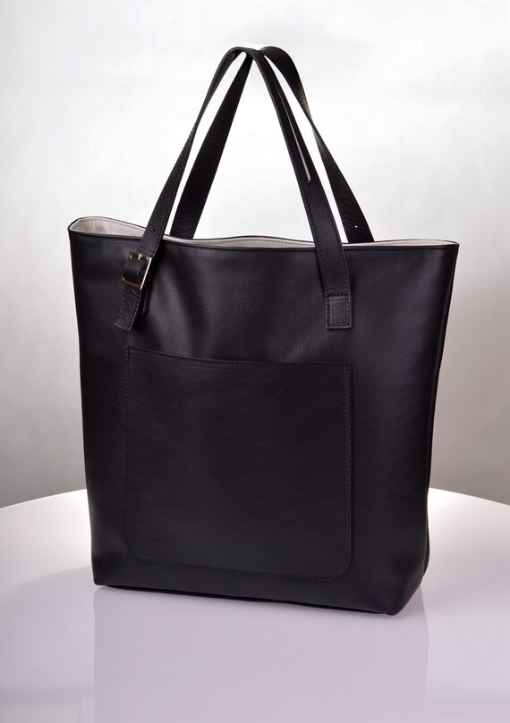 big black leather bag