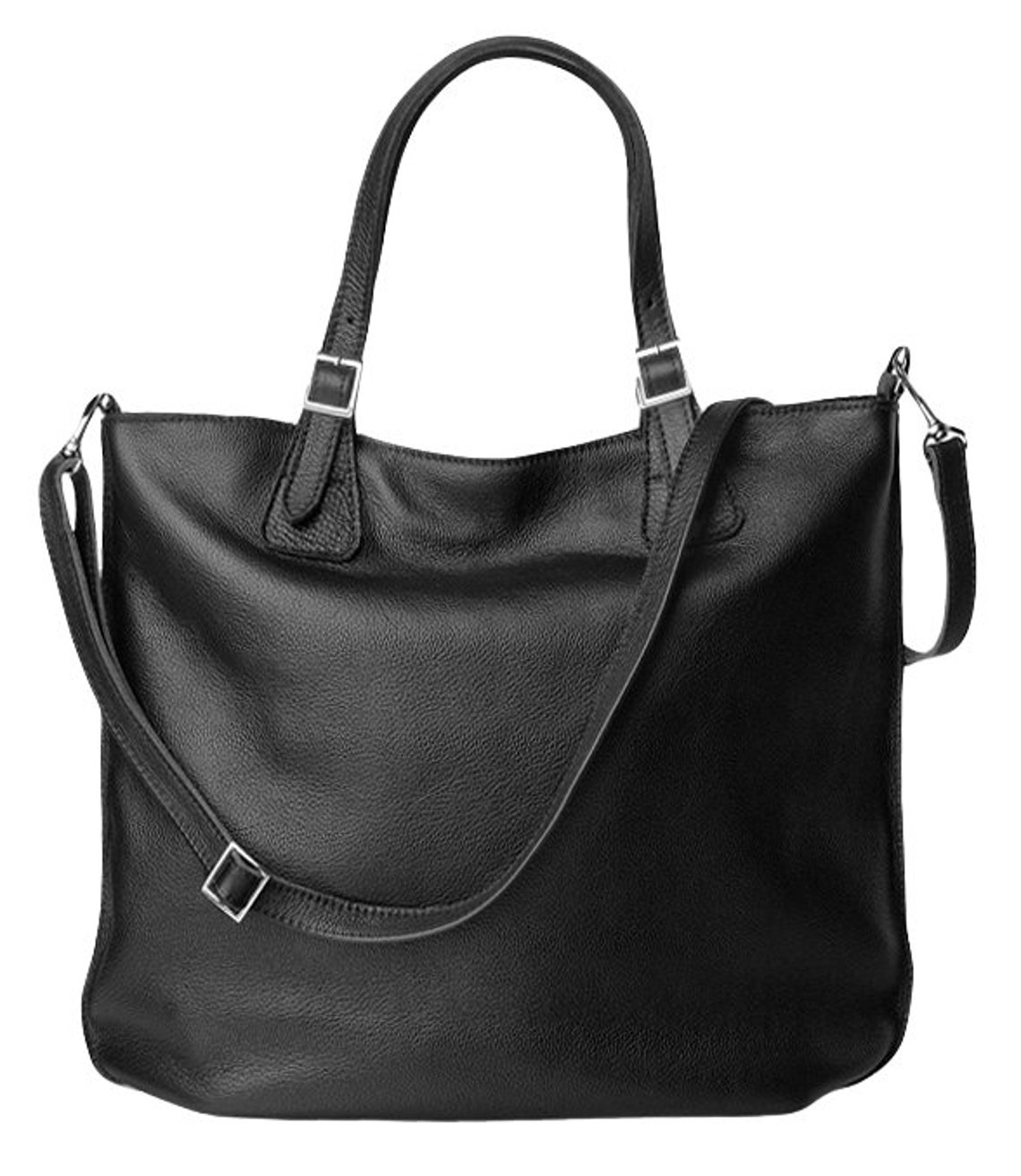 Black leather bag Big leather women bag Carryall women bag Etsy