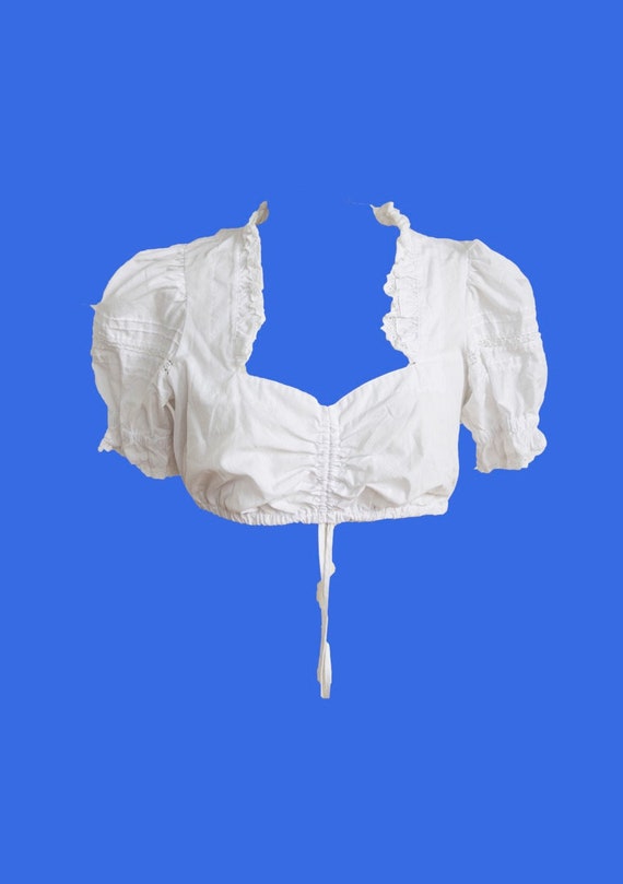 White vintage french crop top
