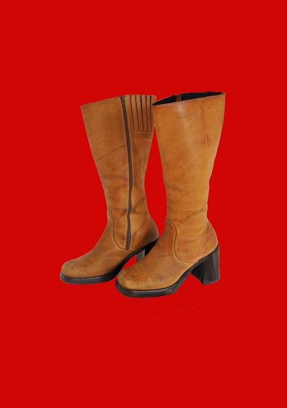 BROWN BOOTS - sand leather chunky boots