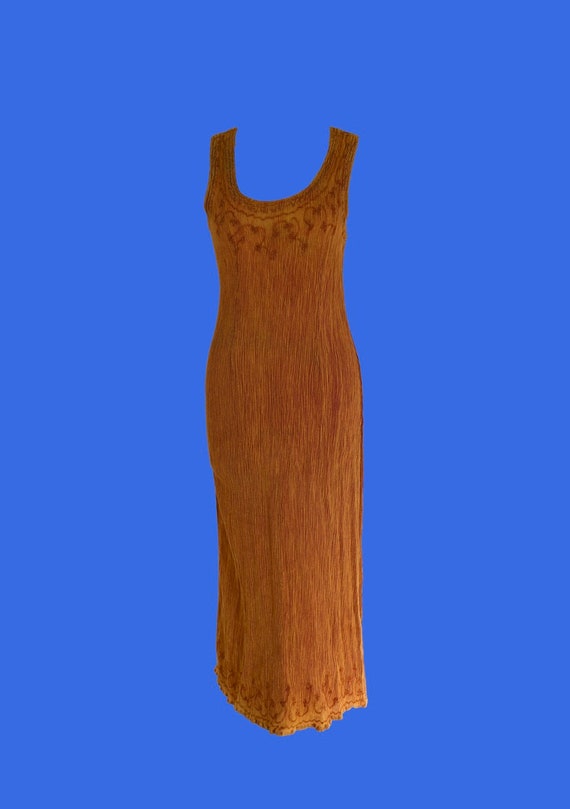 VINTAGE DRESS orange brown summer dress