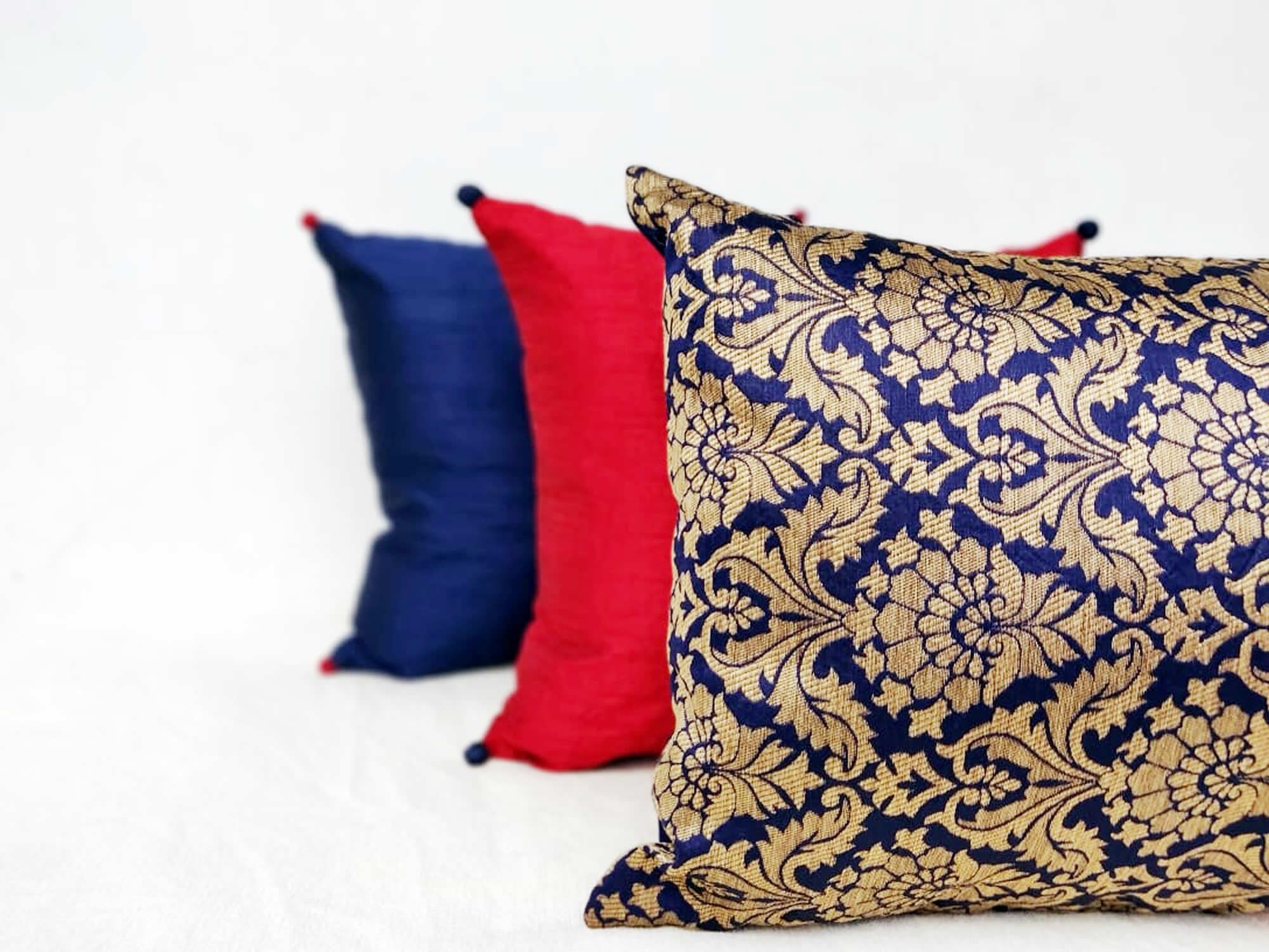 Banarsi cushions indian lumbar pillow pom pom cushion Etsy