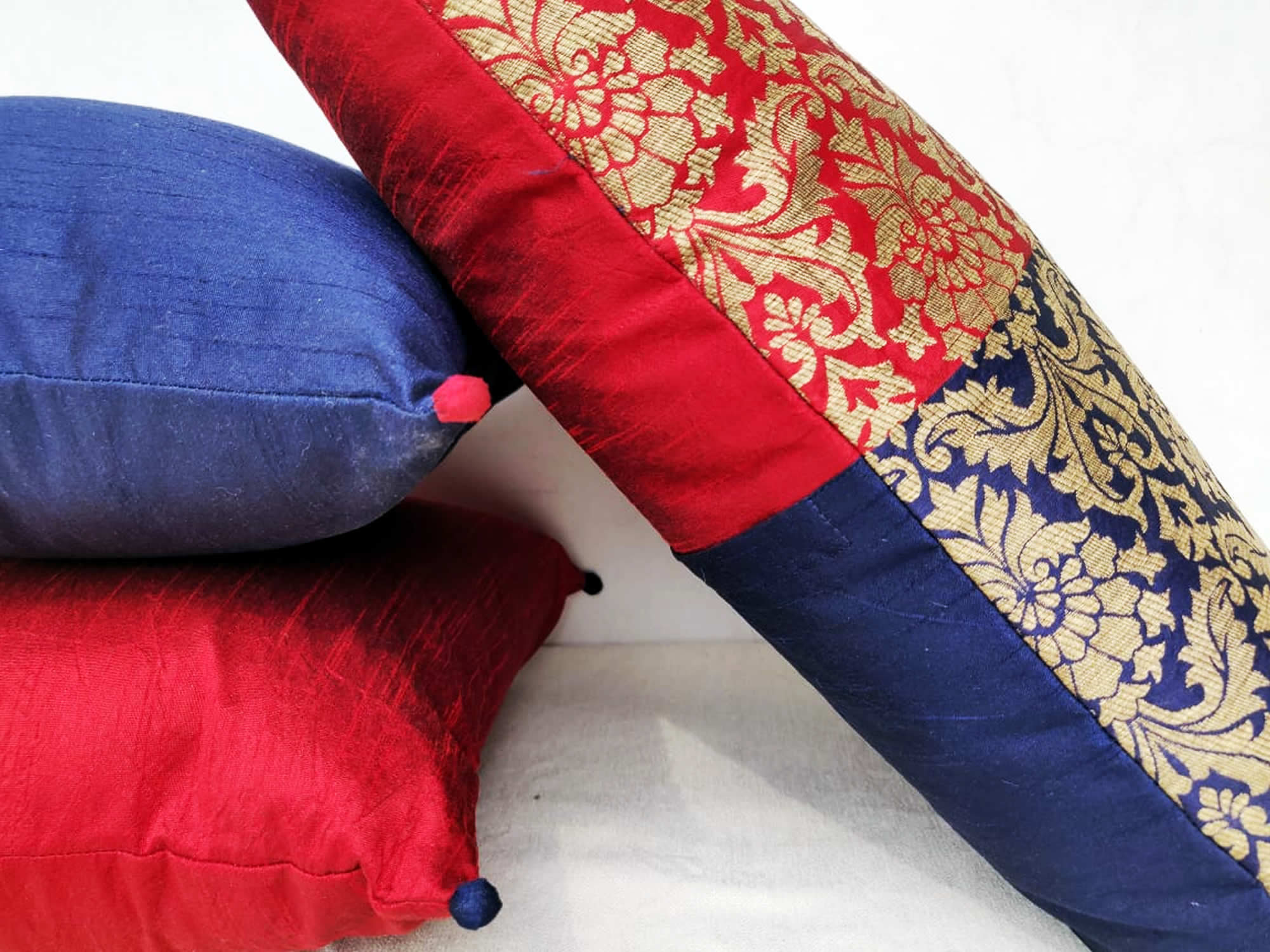 Banarsi cushions indian lumbar pillow pom pom cushion Etsy