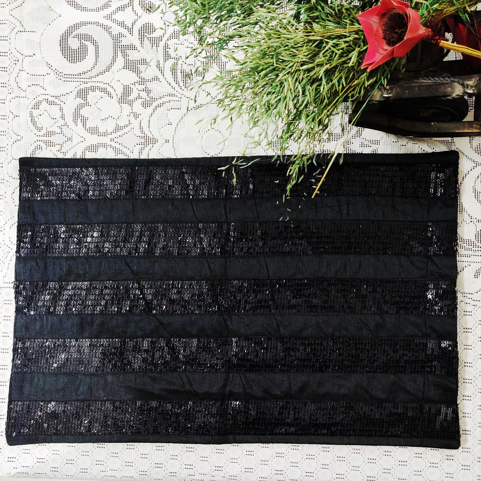 Metallic Black placemats Fall placemats set of 6 Placemats Etsy