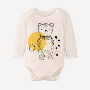 Handbedruckter Bio Babybody | Bruno der Bär