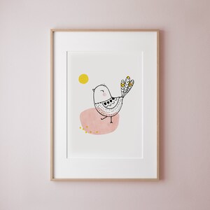 Kiki el gorrión, cartel A4 para habitación de bebé, habitación infantil, mural, cartel, cartel infantil, cartel de bebé, regalo de nacimiento, decoración de arte impreso