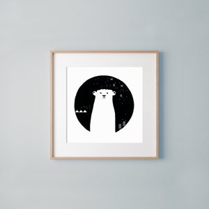 Paul el oso polar Póster cuadrado 21 x 21 cm Póster de arte de pared Impresión de oso polar Art Deco Art Póster infantil