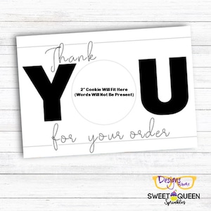 Printable Thank You Cookie Card - 3.5&quot; x 5&quot;- Printable Party Tag - Mini Cookies | Client Customer Gift - Digital Download - March