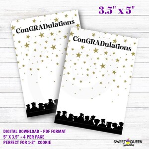 ConGRADulations | 卒業 大学 職業学校 高校 | クッキー カード - 5" x 3.5" - 印刷可能なデジタル ダウンロード