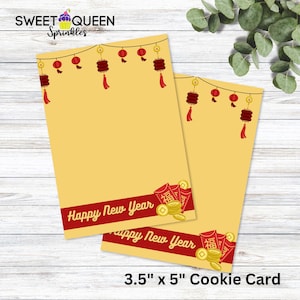 Carte à biscuits lanternes de jardin nouvel an chinois - étiquette imprimable 5 x 3,5 po - Mini biscuits année du serpent - nouvel an lunaire - téléchargement numérique