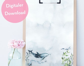 Briefpapier Ozean Delfin als digitaler Download