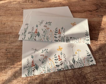 Briefpapier Set Wildblumen mit passenden Briefumschlägen • Schreibpapier mit Kuvert • je Set 20 Briefbögen A4 & 10 Umschläge DIN lang