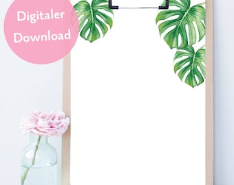 Briefpapier Monstera als digitaler Download