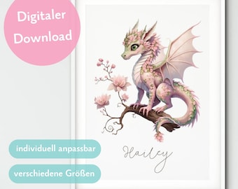 Magisches Drachen-Poster – Hochwertig & Detailreich für das Kinderzimmer - personalisierbar (digitaler Download)