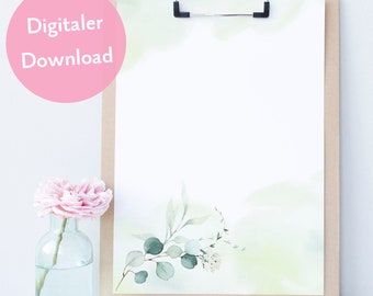 Briefpapier Eukalyptus Bouquet als digitaler Download