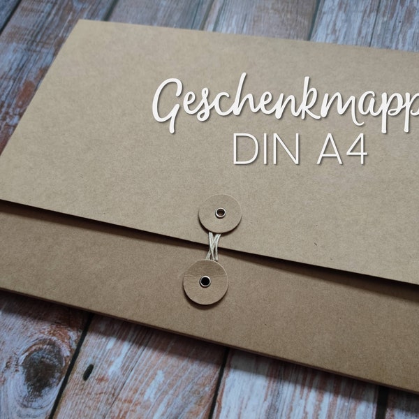 Geschenkmappe DIN A4 mit Bindfaden-Verschluss aus Kraftkarton