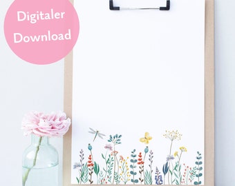 Briefpapier Wildblumen als digitaler Download