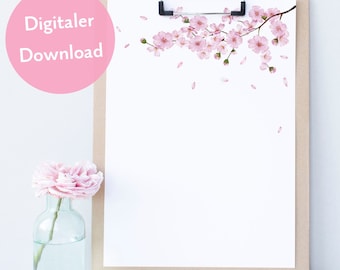 Briefpapier Kirschblüten als digitaler Download