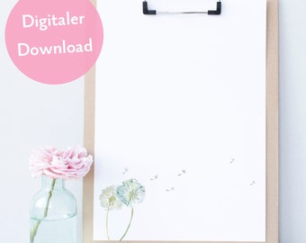 Dandelion stationery as a digital download