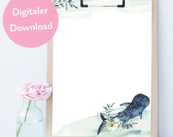 Briefpapier Ozean Walhai als digitaler Download