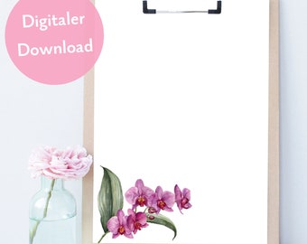 Briefpapier Orchideen als digitaler Download