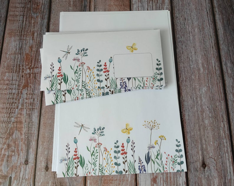 Wildflower Stationery Set With Matching Envelopes Etsy