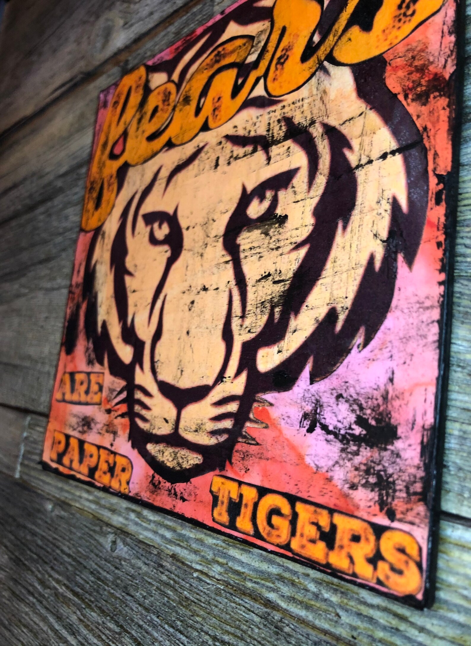Fears Are Paper Tigers Quote Mixed Media Mini Canvas Art Etsy