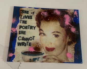 Poesía de Oscar Wilde, collage en lienzo de técnica mixta