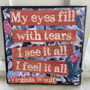 Virginia Woolf Poetry Mixed Media Collage Canvas Art