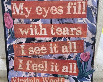 Virginia Woolf Poetry Mixed Media Collage Canvas Art