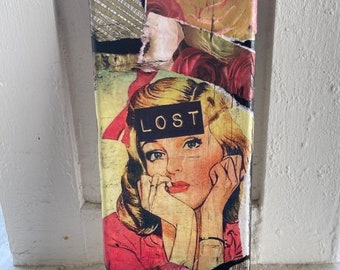 Lost Girl Mixed Media Collage Canvas Art