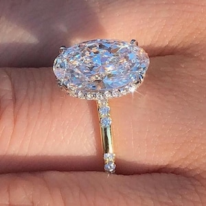 3 CT Oval LAB Diamond Engagement Ring , Lab Grown Diamond Ring , Hidden Halo Oval Ring, Oval Engagement Ring , Diamond Ring , IGI Diamond
