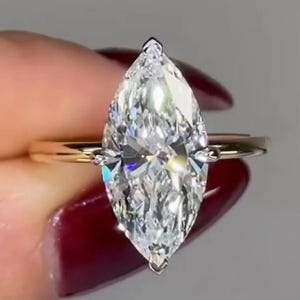 4CT Marquise Cut Moissanite Engagement Ring, 4 Prong Hidden Halo Ring, Marquise Solitaire, 4ct Marquise Cut, Solitaire Engagement Ring