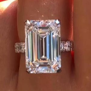 10CT Emerald Cut Moissanite Engagement Ring – Big Diamond Wedding Ring Anniversary Gift for Her