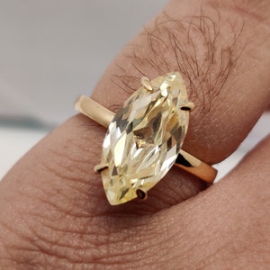 Minimalist Ring, 2.48 Ct Marquise Cut Yellow Diamond Ring, 10K Solid Yellow Gold Moissanite Anniversary Ring, Women Jewelry Proposal Ring