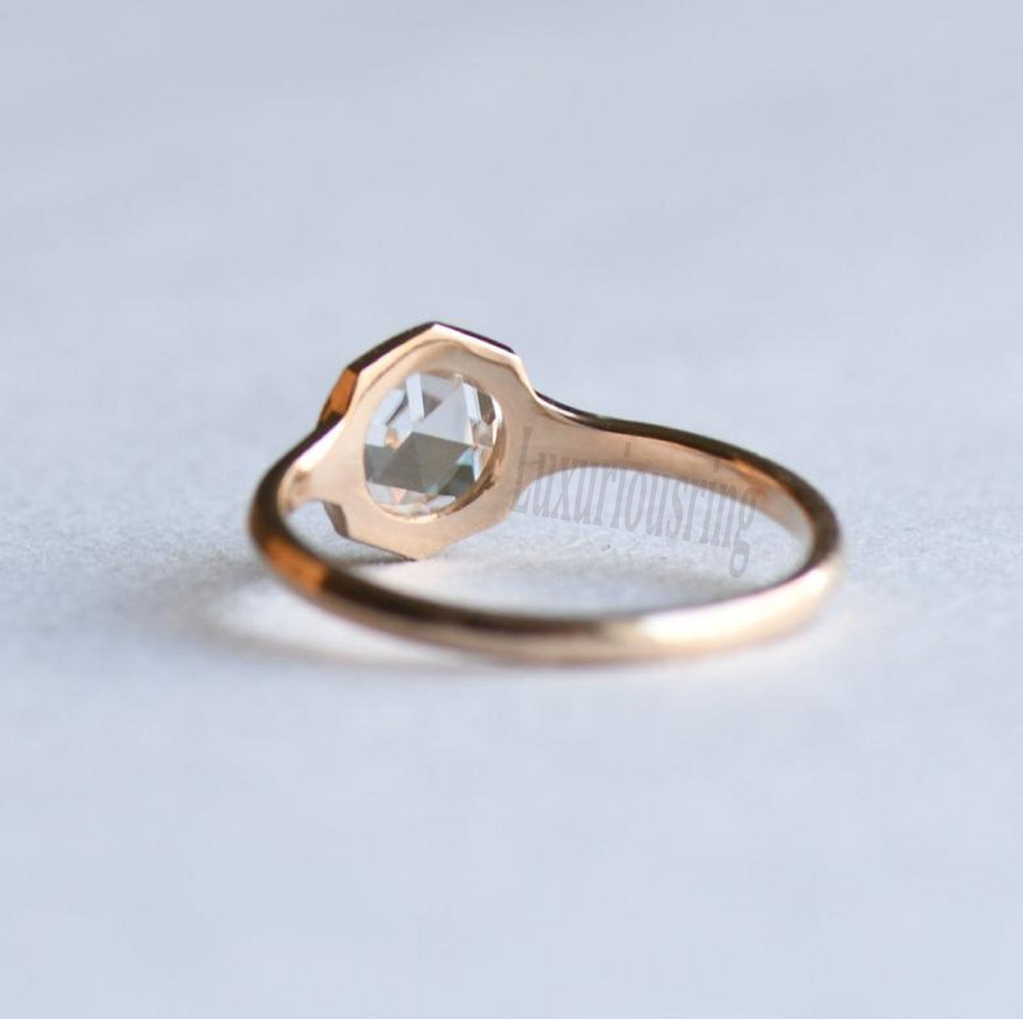 1.60 Carat White Colorless Rose Cut Round Moissanite 14K Solid - Etsy